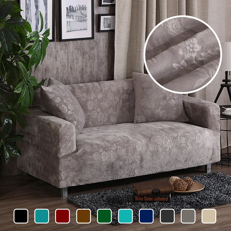 

Jacquard Thick Velvet Sofa Covers Universal Stretch Elastic Couch Slipcovers Sectional Sofa Covers Plush Warm 1/2/3/4 Seater