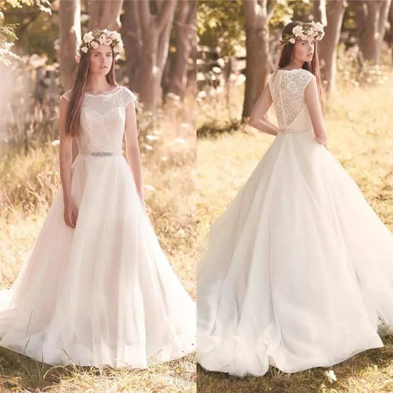 2017 плюс размер скромный Boho свадебный наряд A Line совок Винтажный кружевной