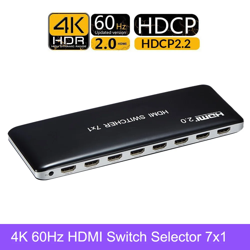 4K 60HZ HDMI коммутатор 7 портов 7X1 4x1 2 0 распределитель коробка с ИК беспроводной