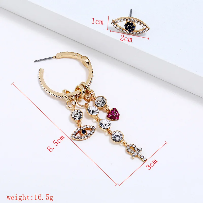 Женские Геометрические серьги Длинные ассиметричные с розами и стразами в форме