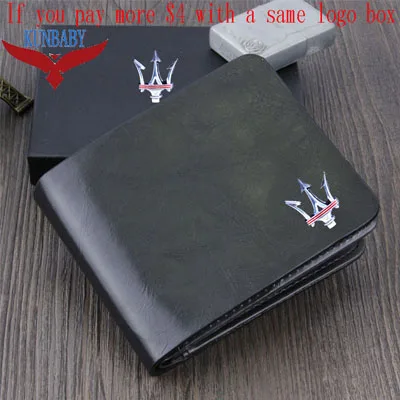 Black with logo box Высокое качество, натуральная кожа, Черный Автомобильный логотип, Сумка для документов, кошелек, посылка для карт, для Maserati 1, автомобильные аксессуары для стайлинга, KUNBABY - Название цвета: Black with logo box