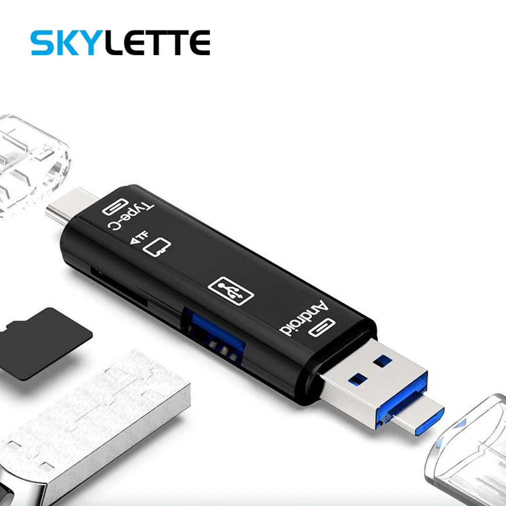 Картридер 5 в 1 Type C Micro USB устройство для чтения карт 2 0 OTG TF SD Xiaomi 6 GALAXY S8 Macbook