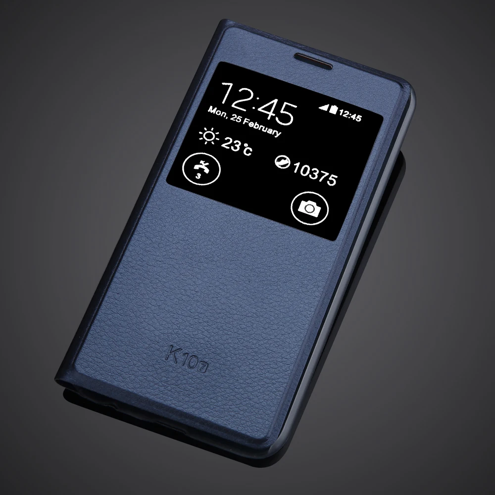 Синий Чехол для LG k10 чехол из искусственной кожи чехол для LG K 10() 5," k10 откидной Чехол с окошком для просмотра - Цвет: Синий