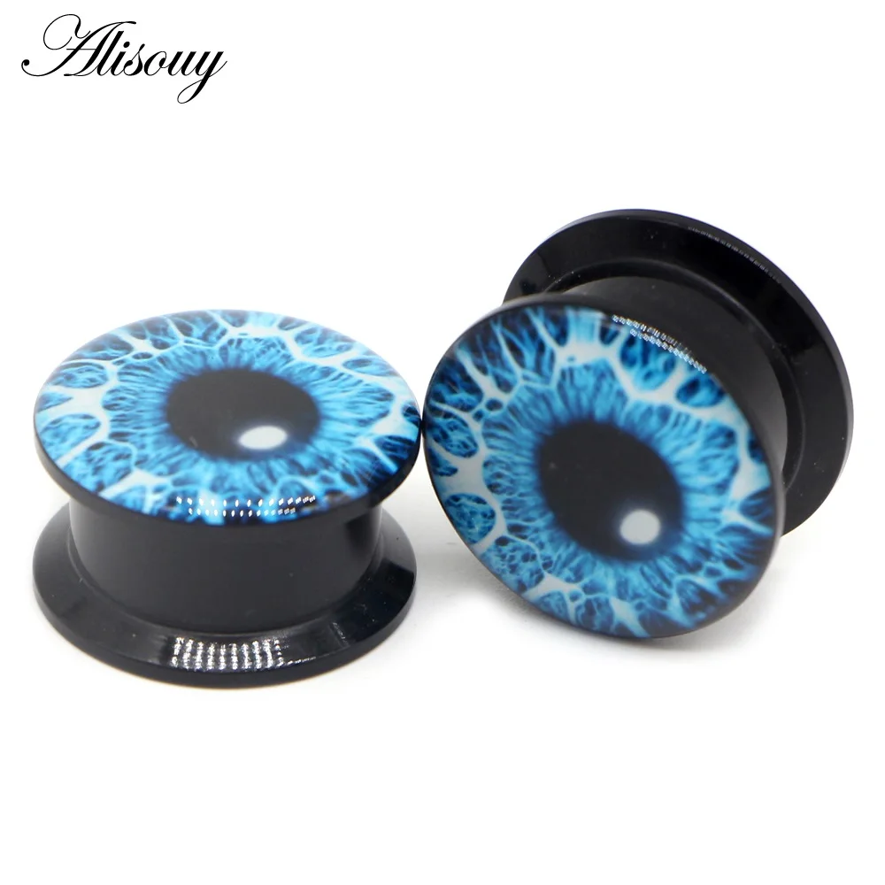 EM0412B Blue Eye Новинка, 2 шт., акриловый цветочный винт, одиночный, расклешенный, для уха, телесный, полый, туннельный штекер, 4 мм-25 мм, ушные датчики, расширитель, носилки, пирсинг, ювелирные изделия - Окраска металла: EM0412B Blue Eye