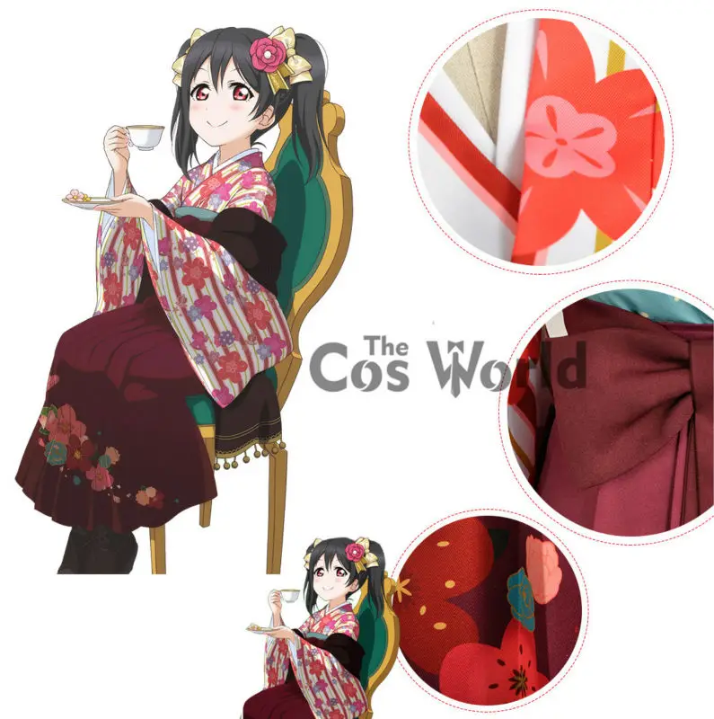 Кимоно для косплея Love Live School Idol Project Yazawa Nico цветочные топы юката платье Униформа