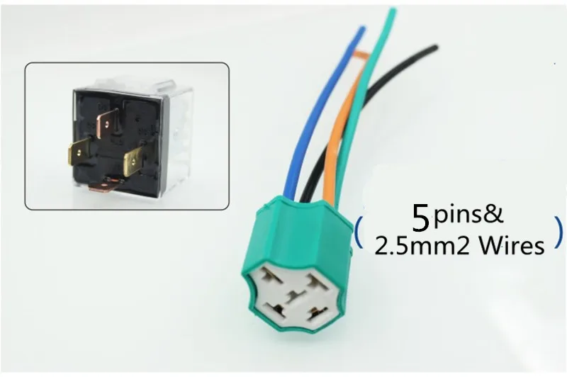 socket 5p 2.5mm2 Керамический держатель автомобильного реле, 4pin 5 контактов Авто релейное гнездо 2,5 мм2 Кабельный разъем - Габаритные размеры: socket 5p 2.5mm2