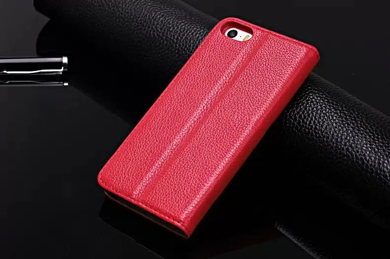 Solque Чехол-книжка из натуральной кожи для iPhone 5SE SE 5S 5, роскошный Магнитный смарт-чехол с подставкой, тонкий чехол для iPhone SE Litchi