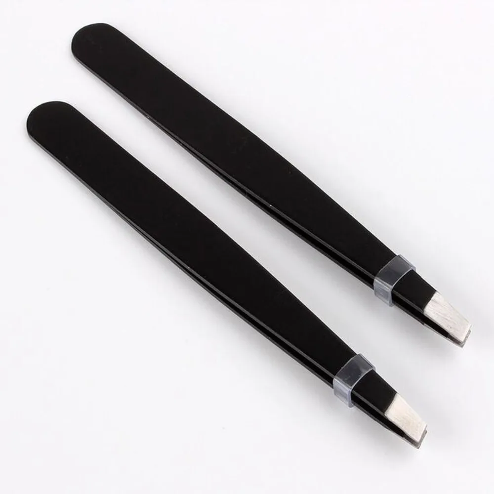 

3pcs Black Oblique Angled Eyebrow Trimmer Tweezers Stainless Steel Face Hair Removal Eyelash Clip Cosmetic Beauty Makeup Tool