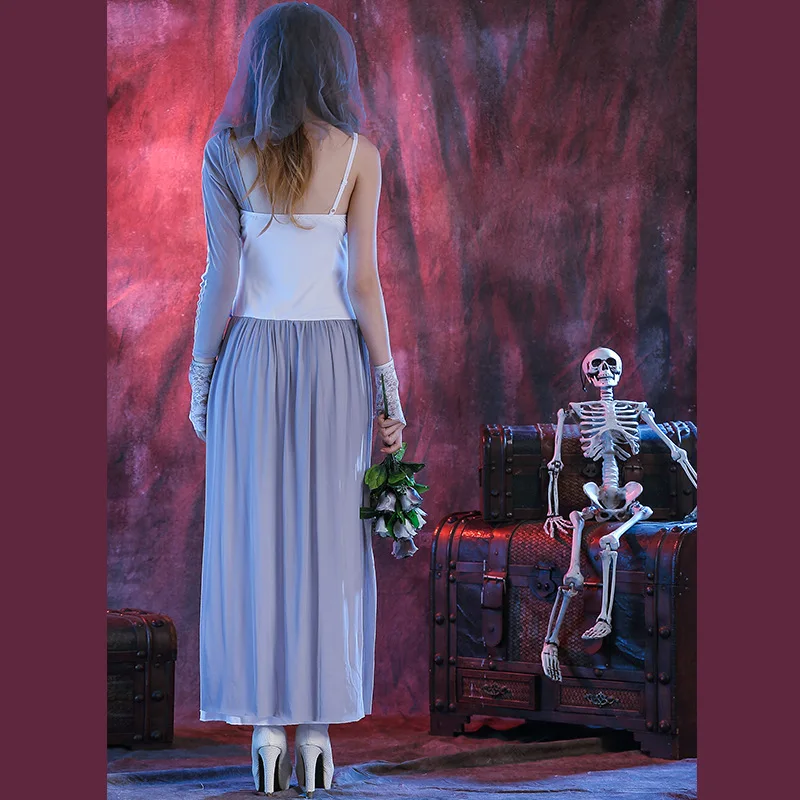 Сексуальное маскарадное платье вампира невесты Чаки паров с принтом скелета для