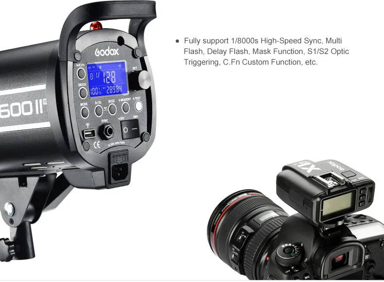 New Godox QT1200II 1200W 1200WS GN102 1/8000s High Speed Sync Flash Strobe Light with Built in 2.4G Wirless System | Электроника