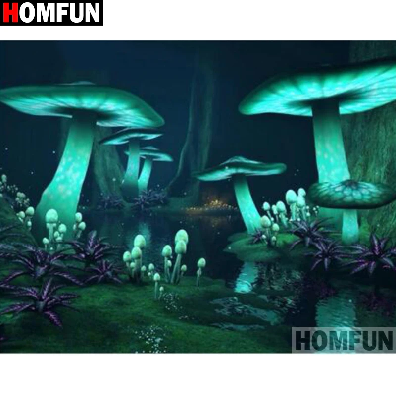 Алмазная 5D картина HOMFUN A17570 грибный пейзаж вышивка крестиком полное покрытие