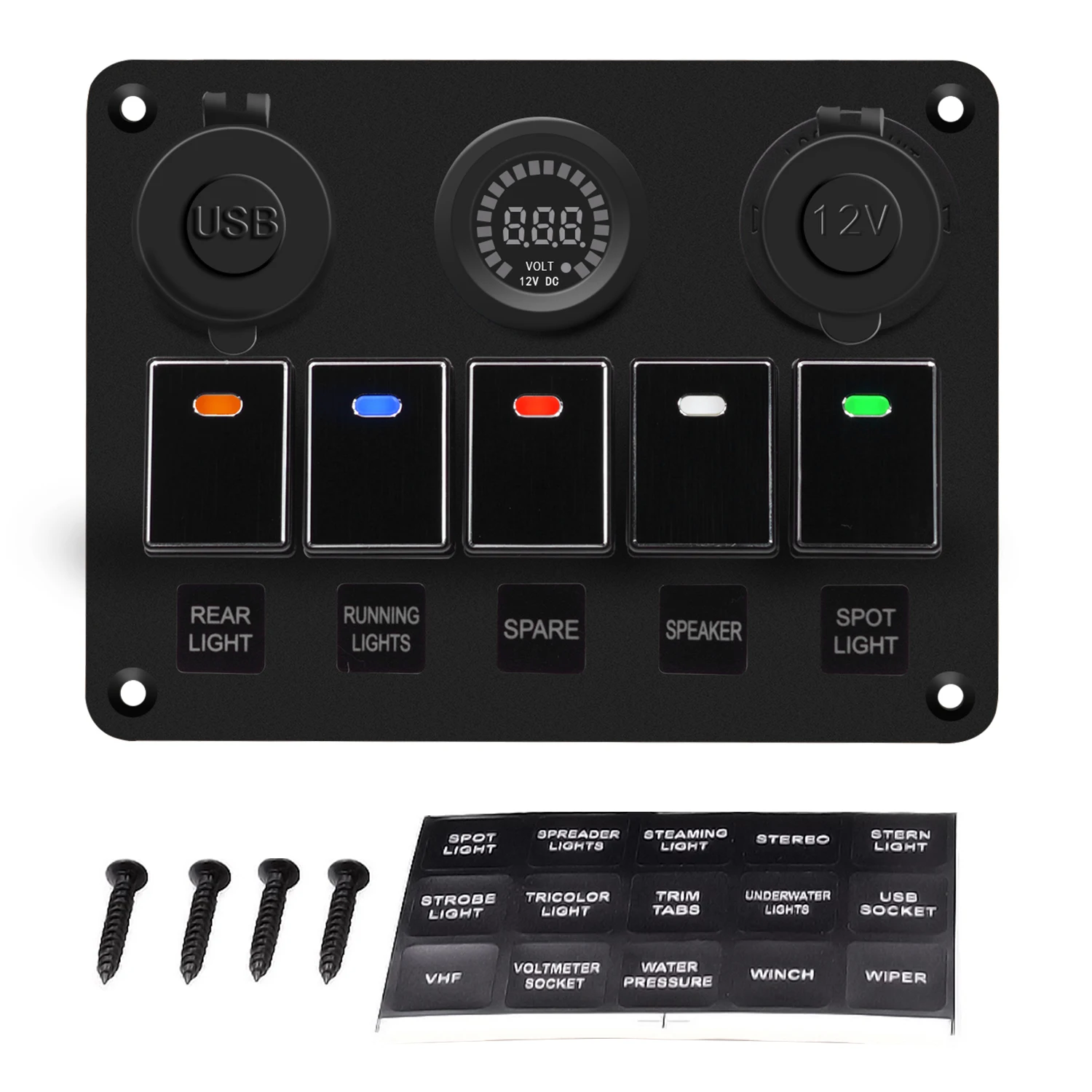 WUPP 5 цвет светодиодный переключатель панель кабины рычаг рычаг двойной QC3.0 USB розетка вольтметр прерыватель