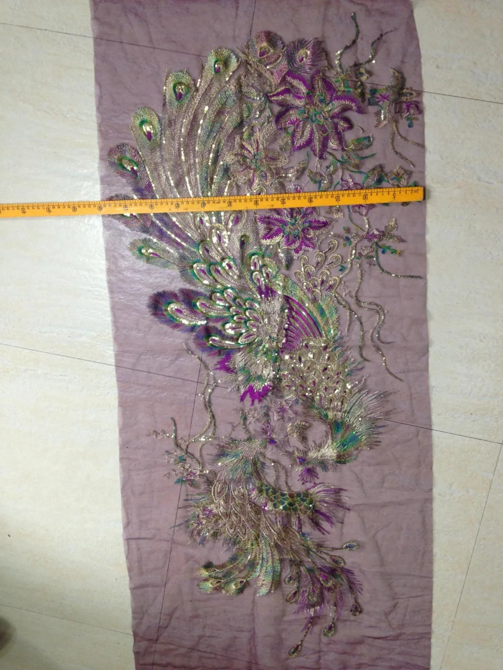 1 шт. красочная аппликация с пайетками в виде двух павлинов вышитая блестящая