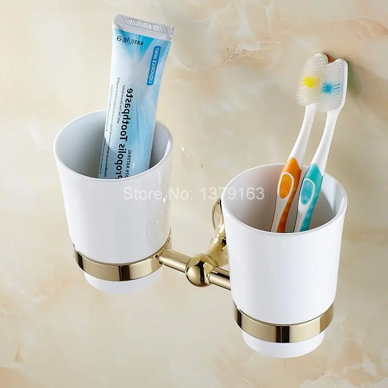 Настенный держатель для зубной щетки латунный цвет золотой | Обустройство дома
