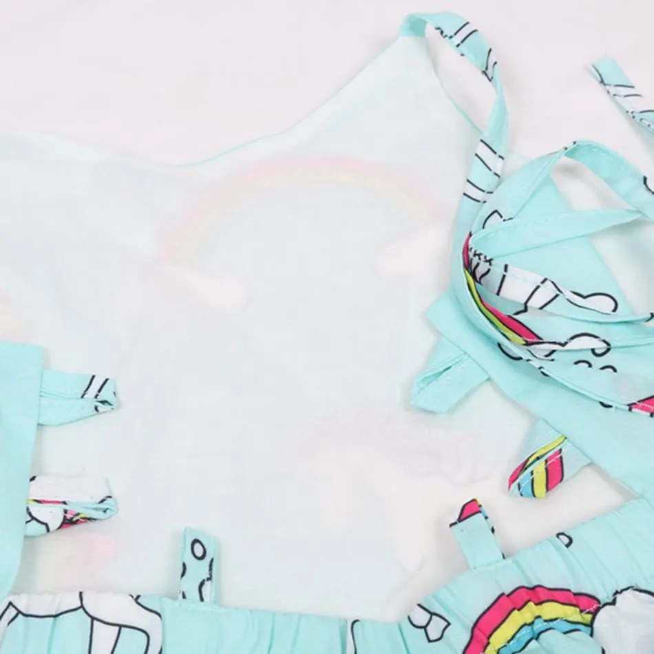 Baby Girls Backless Dress Children Unicorn Flared Elegant Party Gown Kids Girl Summer Unicornio Princess Birthday Outfit Clothes | Детская