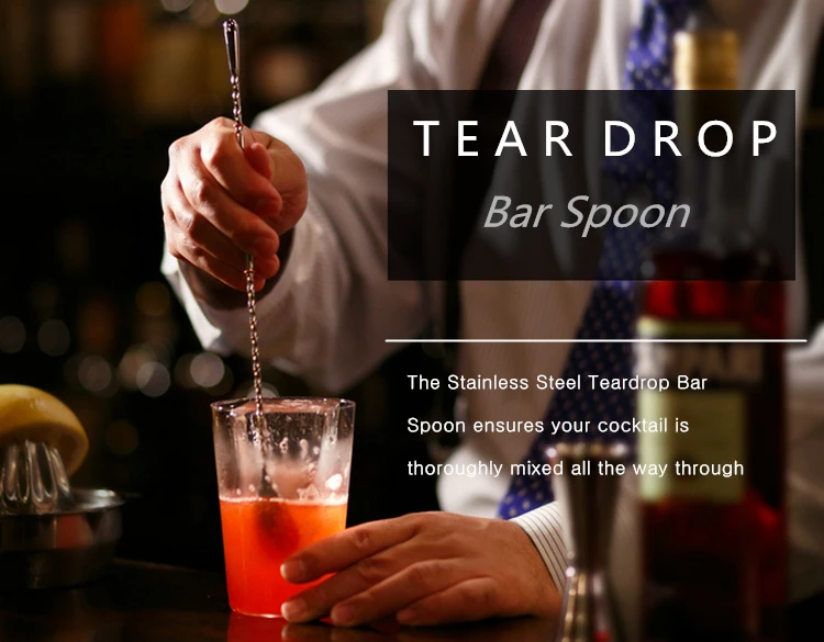

12 Pieces 304 Stainless Steel Teardrop Frosted Bar Spoon Drink Mixing Spoons Bartender Tools Cocktail Spoon Stirrer
