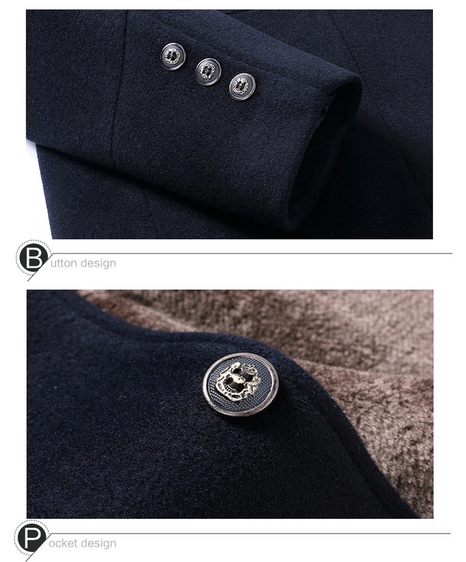 Holyrising зимнее пальто для мужчин abrigo hombre M-6XL Размер abrigo hombre invierno шерстяное пальто для мужчин Толстая шерстяная куртка 4 цвета 18438-5