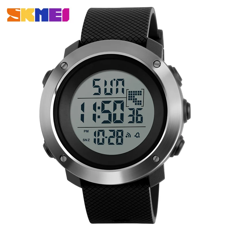 52mm black Skmei Модные мужские спортивные часы Chrono Двойное время цифровые наручные часы мужские цифровые светодиодные электронные часы мужские Relogio Masculino - Цвет: 52mm black