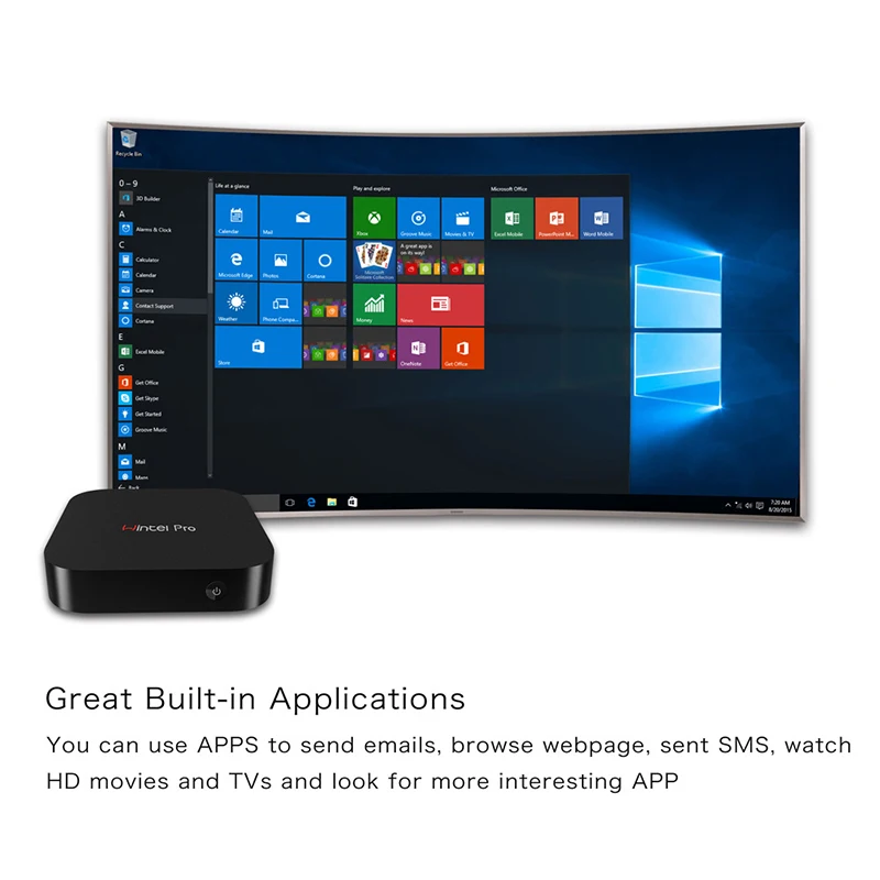 W8 Pro Box ТВ мини ПК intel atom X5 Z8350 1 92 ГГц четырехъядерный процессор 2 ГБ/32 ГБ с WI FI BT4.0 RJ45
