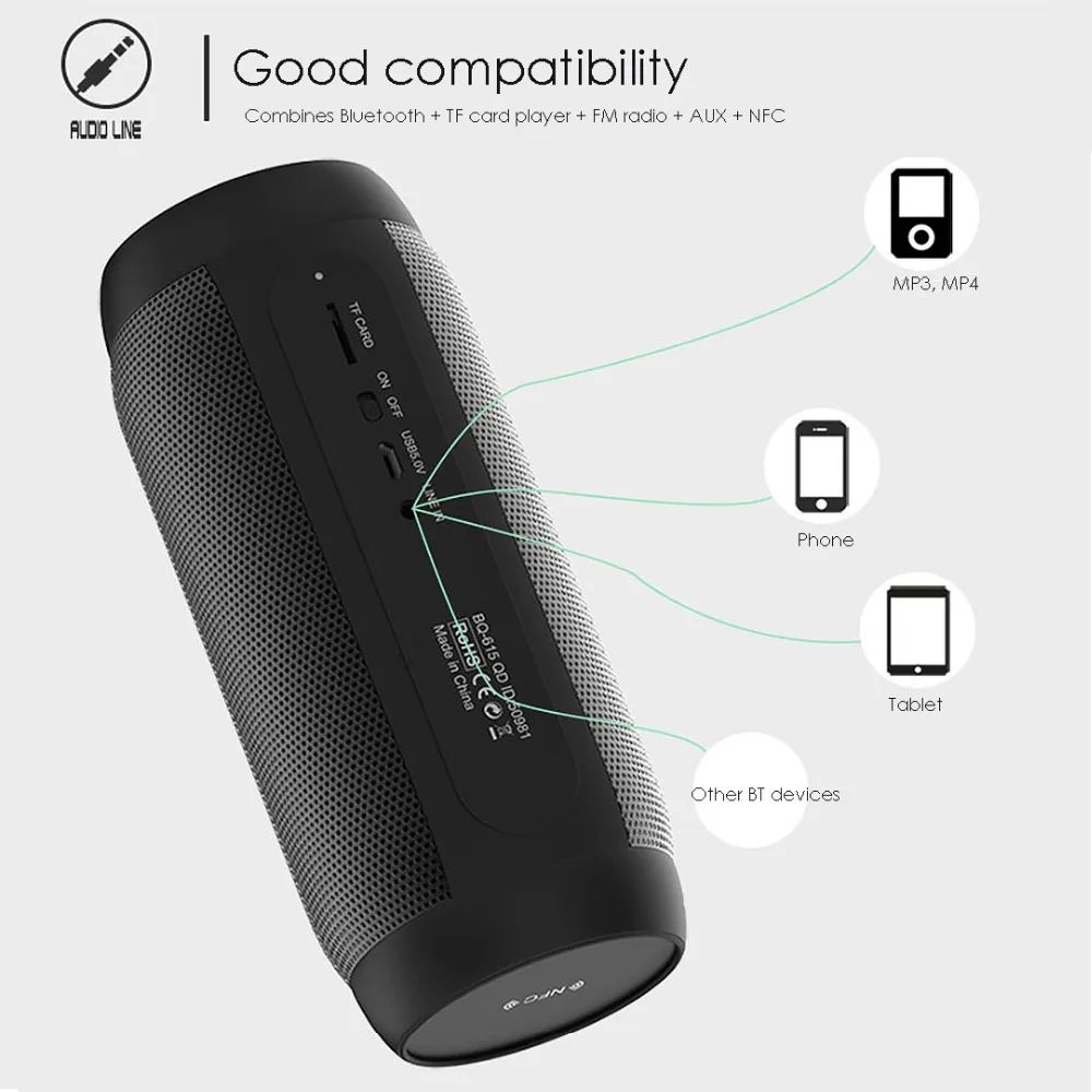 AEC BQ615 Pro Водонепроницаемый портативный Bluetooth динамик NFC BQ-615 pro беспроводной Мини Бас-колонки мигающие огни микро FM радио