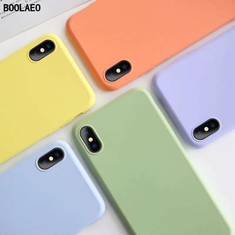 Чехол для телефона s iPhone 7 8 6 6s Plus X XR XS Max простой однотонный Ультратонкий Мягкий