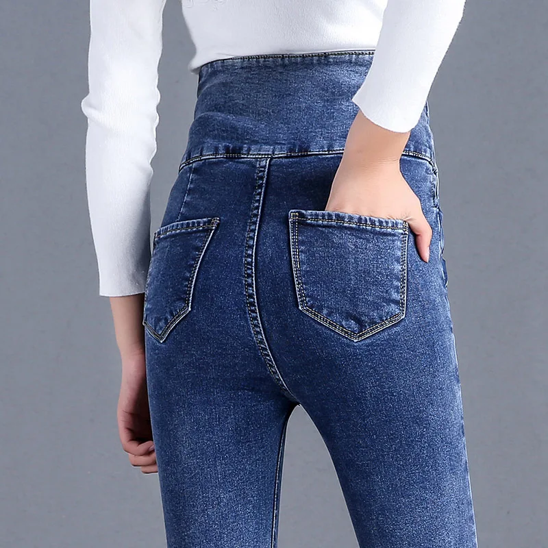 Узкие модные джинсы с высокой талией для женщин Новинка осени 2018 эластичные