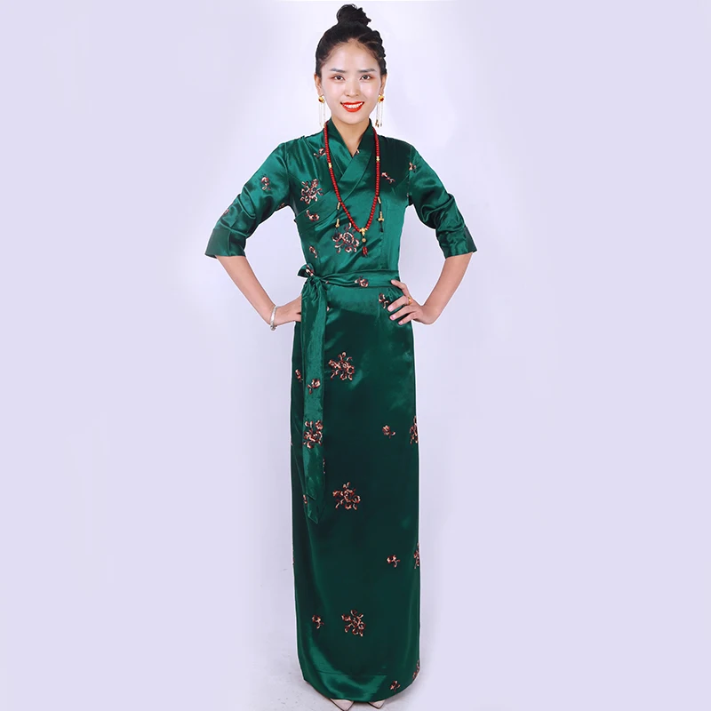 Nepal Myanmar Holiday Women Original Ethnic Tibet summer Costume dress women Tibetan Gown three-dimensional carved long Robe