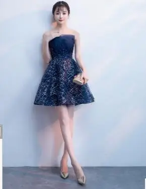 as picture Коктейльные платья Popodion без бретелек vestido de coctel coctail Платья для вечеринки N1018 - Цвет: as picture