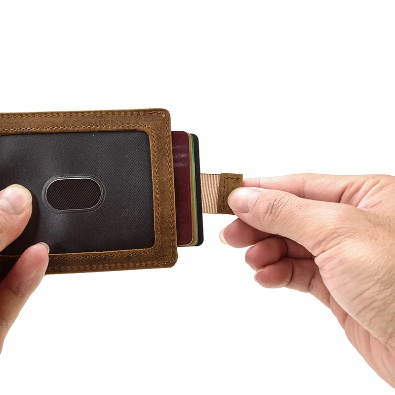 Мужской кошелек из натуральной кожи с блокировкой RFID, тонкий двойной минималистичный передний карман, тонкие кошельки с зажимом для денег, держатель для карт