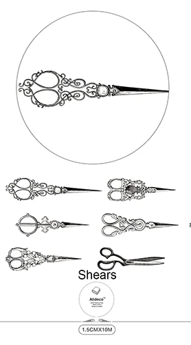 Shears Alideco клейкая лента из рисовой бумаги ватаж кофе мрамор декоративные клейкие ленты Скрапбукинг DIY Бумага японские наклейки 1,5 см* 10 м - Цвет: Shears