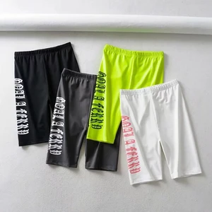 Модные неоновые зеленые велосипедные шорты с надписью, женские шорты с высокой талией, уличная одежда в стиле панк, летние короткие женские шорты в Корейском стиле