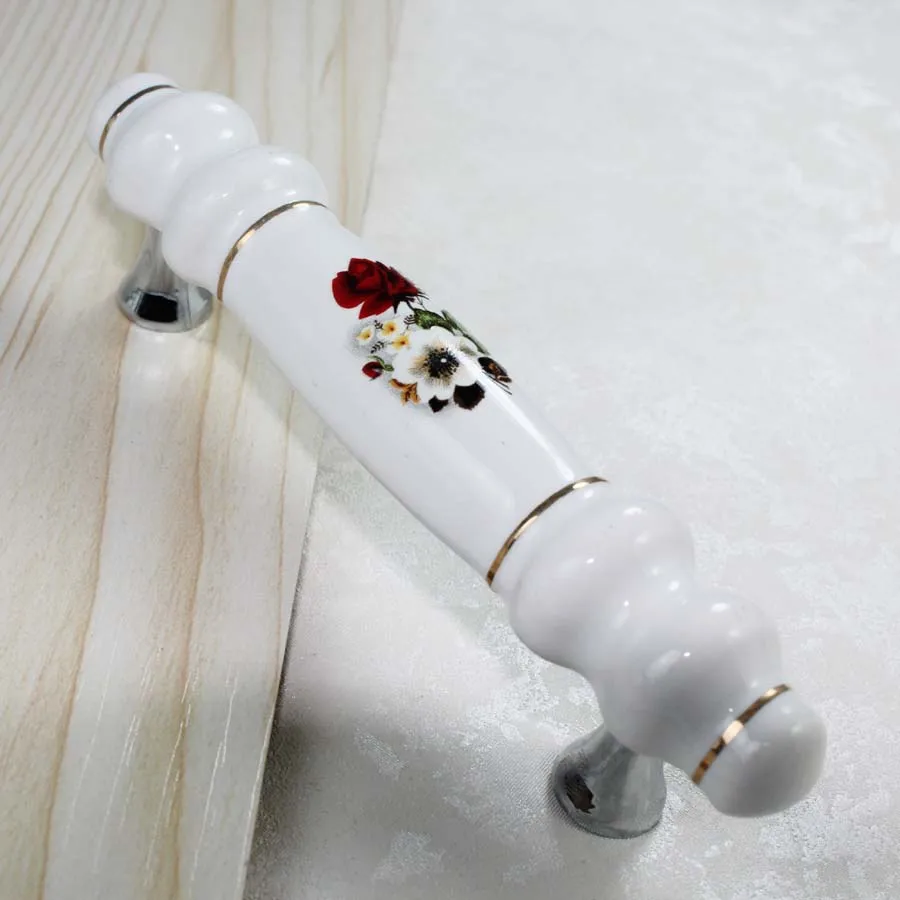 10 шт. моды Пастораль керамическая ручка для мебели белого и красного цветов