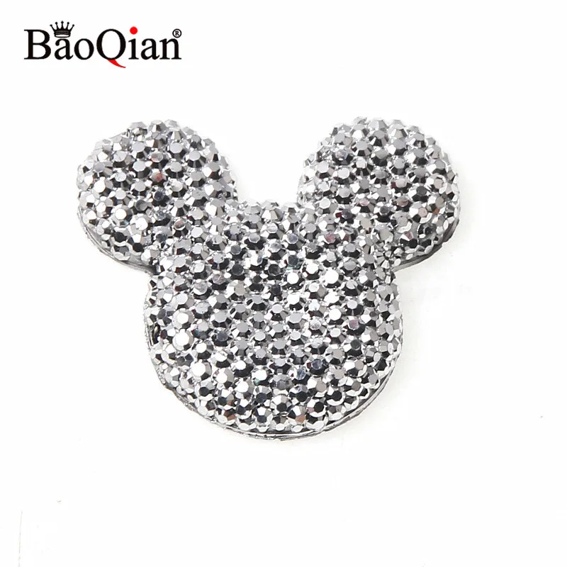 10 шт./лот смешанные bling Микки Смолы Скрапбукинг Ремесло для DIY Flatback кабошон украшения дома предметы для скрапбукинга 30x33 мм - Цвет: Silver
