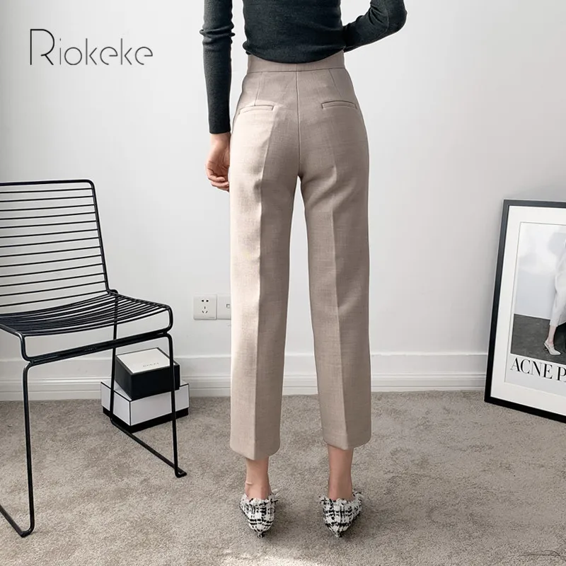 Riokeke толстые прямые свободные женские костюмы брюки повседневные теплые с