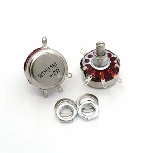 2 шт., потенциометр WTH118, 2 Вт, 1 к, 2,2 К, 4,7 к, 10 к, 22 к, 47 к, 100 к, 470 к, 1 м, круглый вал, вращающийся конический потенциометр из углерода