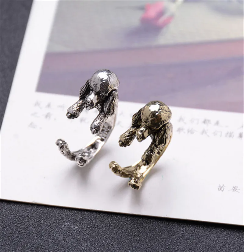 RONGQING 10 шт./лот винтажные бронзовые кольца для пуделя милые Регулируемые собак и