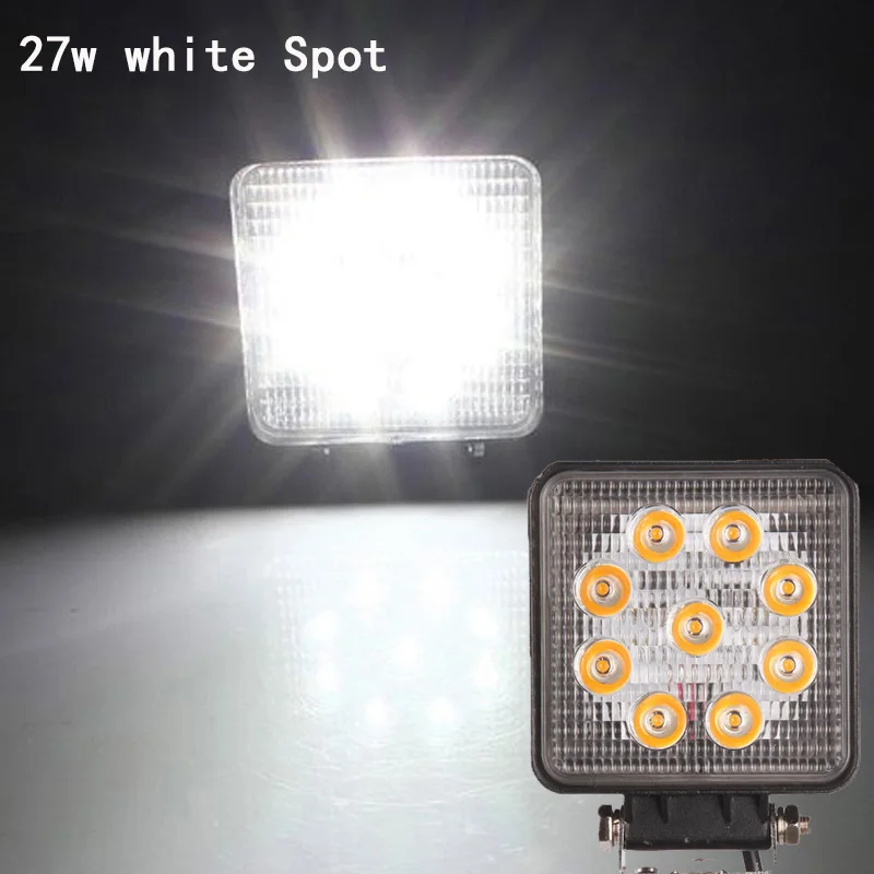 27w white spot 2 шт., 4 дюйма, 27 Вт, светодиодная лампа, точечный прожектор, Дальняя Рабочая лампа, белый, желтый, зеленый, синий, красный, лампа для вождения для трактора, лодки, внедорожника - Цвет: 27w white spot