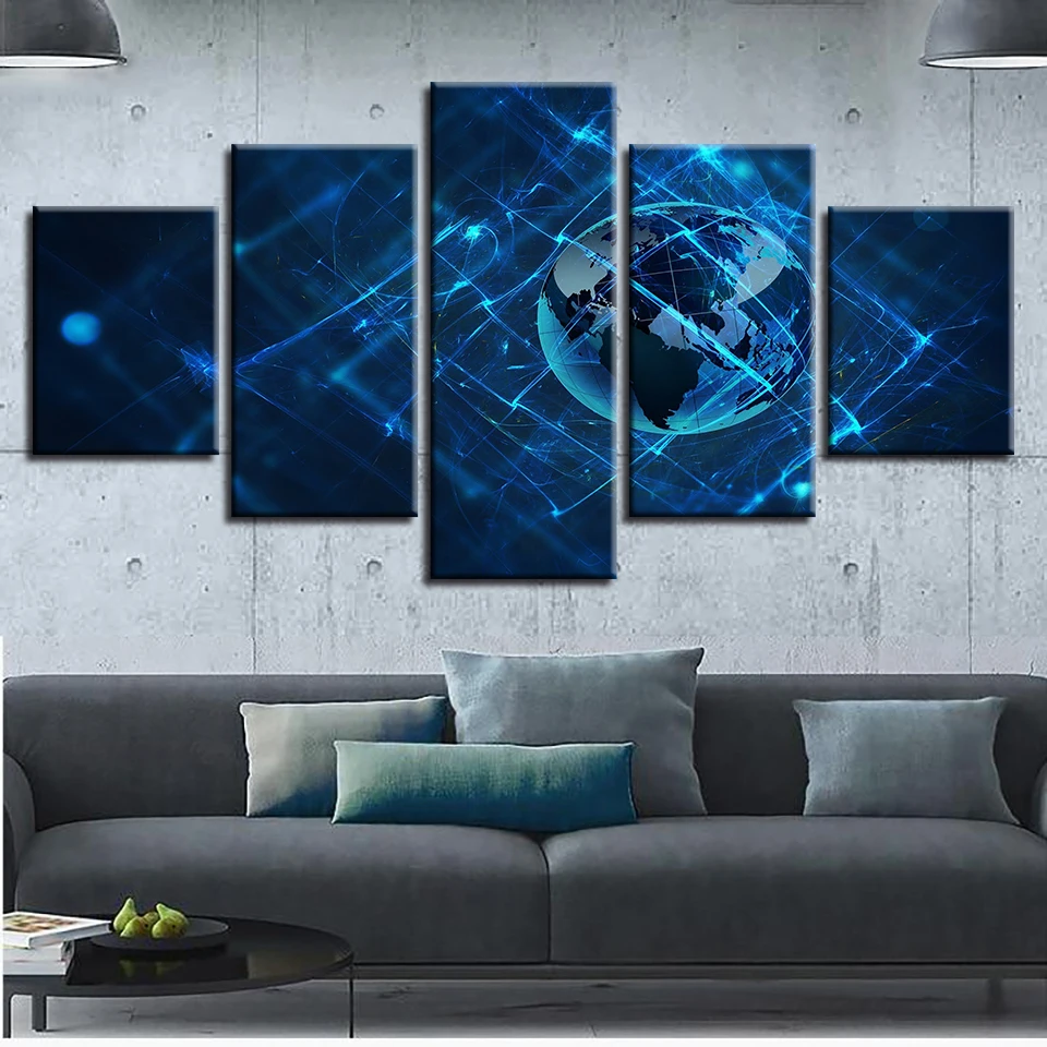 Spaceman Earth Jupiter Venus Sun Moon Universe 5 Piece Wall Pictures For Living Room color Painting Art Home Decor Abstract 68 | Дом и сад