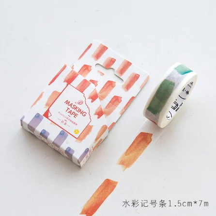 1 шт. милые 15 мм* 7 м акварельные Маскирующие Ленты Kawaii Скрапбукинг DIY ремесло липкий деко Япония васи клейкая лента канцелярские принадлежности - Цвет: 8