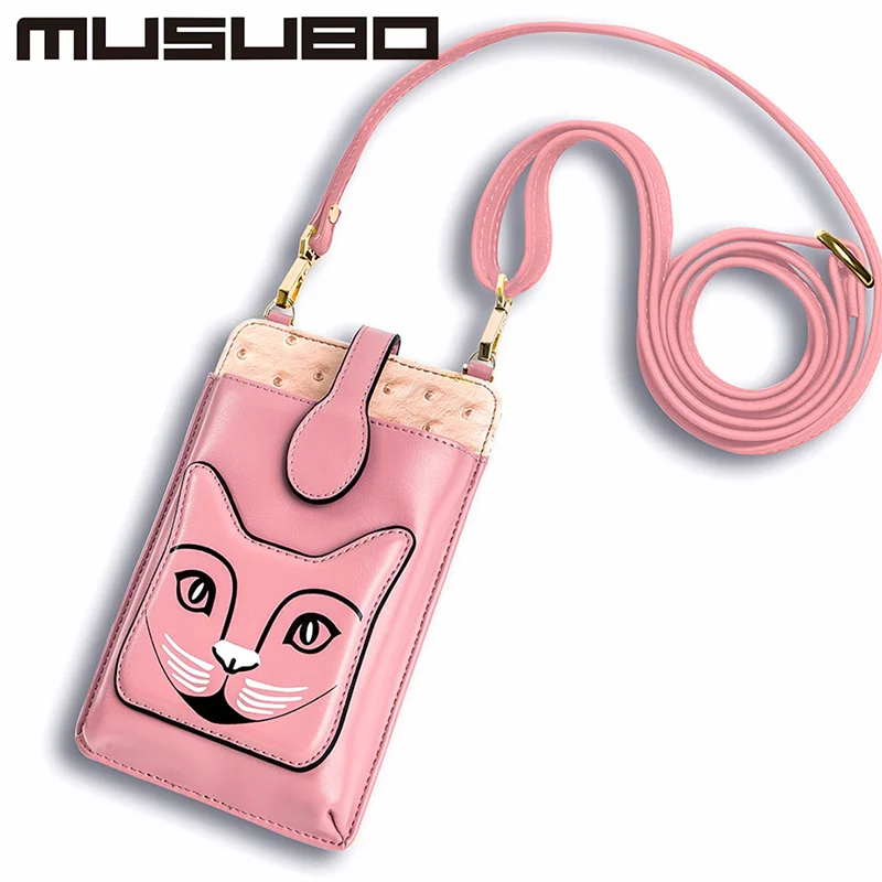 Musubo, женская сумка для телефона, чехлы для Lg, samsung Galaxy S10, Note, кожаная сумка через плечо, сумка, модная сумка через плечо - Цвет: Розовый