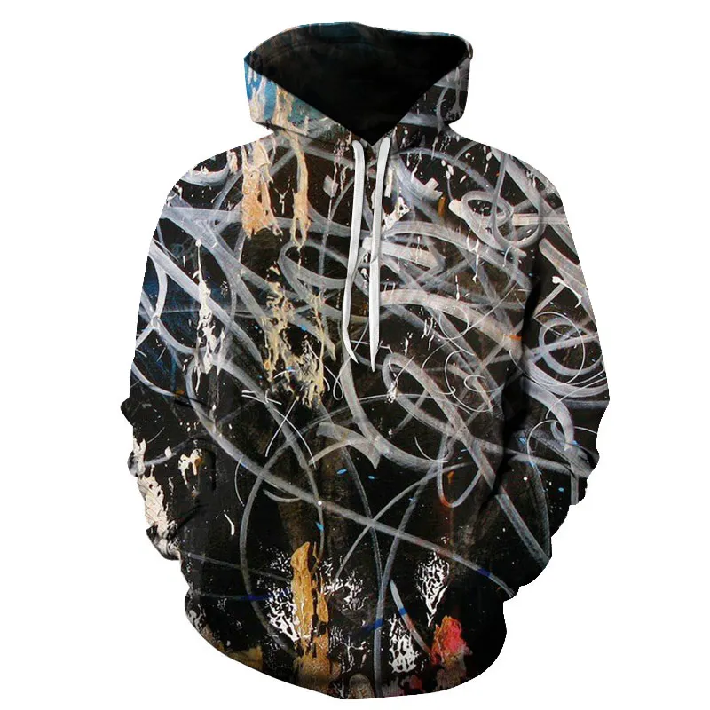 2018 Brand Sweatshirt Men Hoodies Fashion 3D Printed Colorful Graffiti Mens Pullover Sportswear Tracksuits Casual Hooded Hoody | Мужская