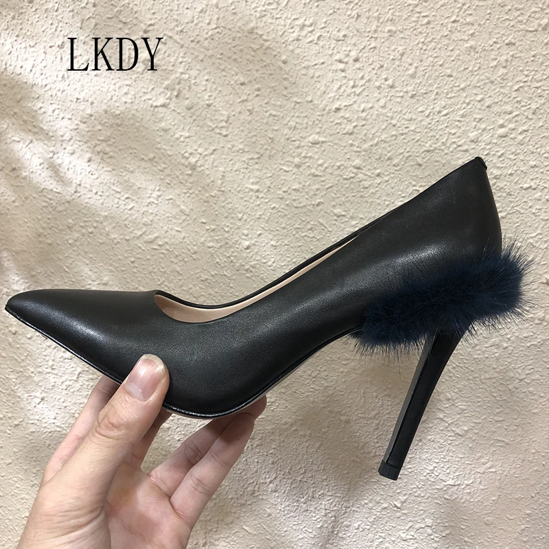 LKDY/Женская Роскошная обувь на высоком каблуке из телячьей кожи с заостренным
