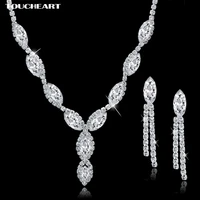 toucheart women v shaped rhinestone crystal necklaces tassel earrings sets wedding bridal silver color jewelry sets set150063