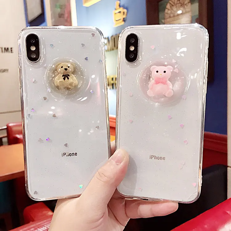 Чехол для телефона Huawei mate 9 10 20 lite pro Nova 2 plus 3i милый 3D блеск Сердце Медведь Мягкий
