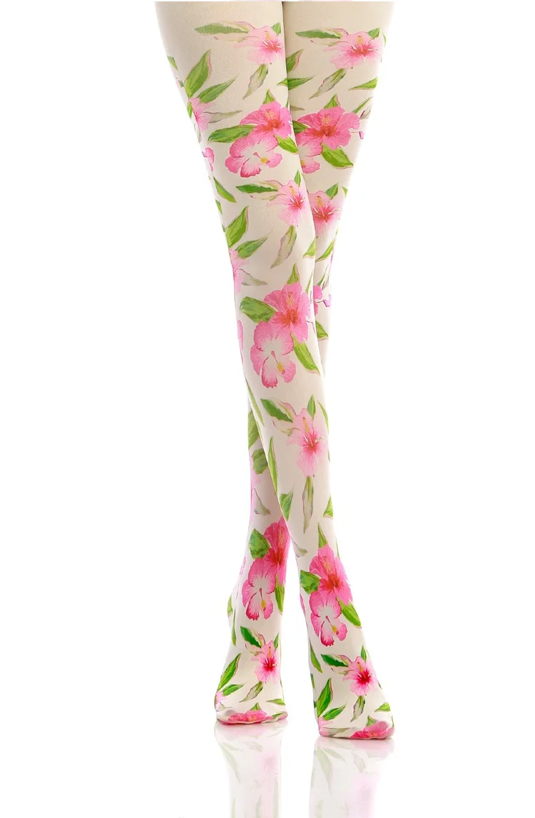 Новинка осени 2018 розовые колготки с цветочным узором носки принтом|socks print|socks