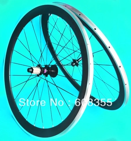 3K Carbon Matt Road Bike Clincher Wheelset 50mm Wheel Rim ( with Alloy Brake Surface) | Спорт и развлечения