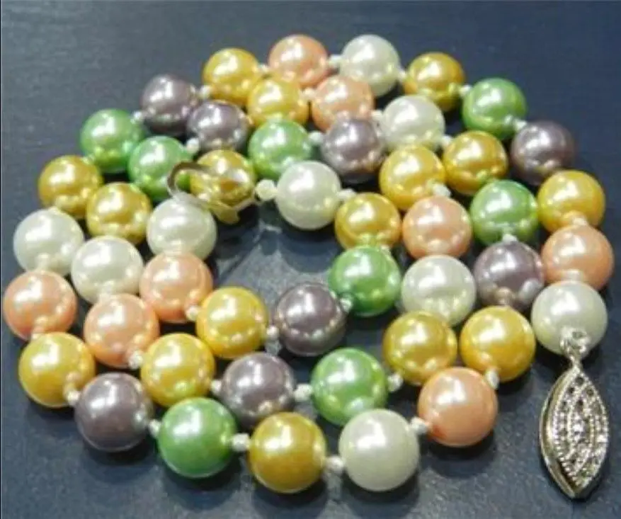 

FREE SHIPPING>>>@@ > 8mm Multicolor south sea shell pearl necklace 18" AAA Noble style Natural Fine jewe fast SHIPPING