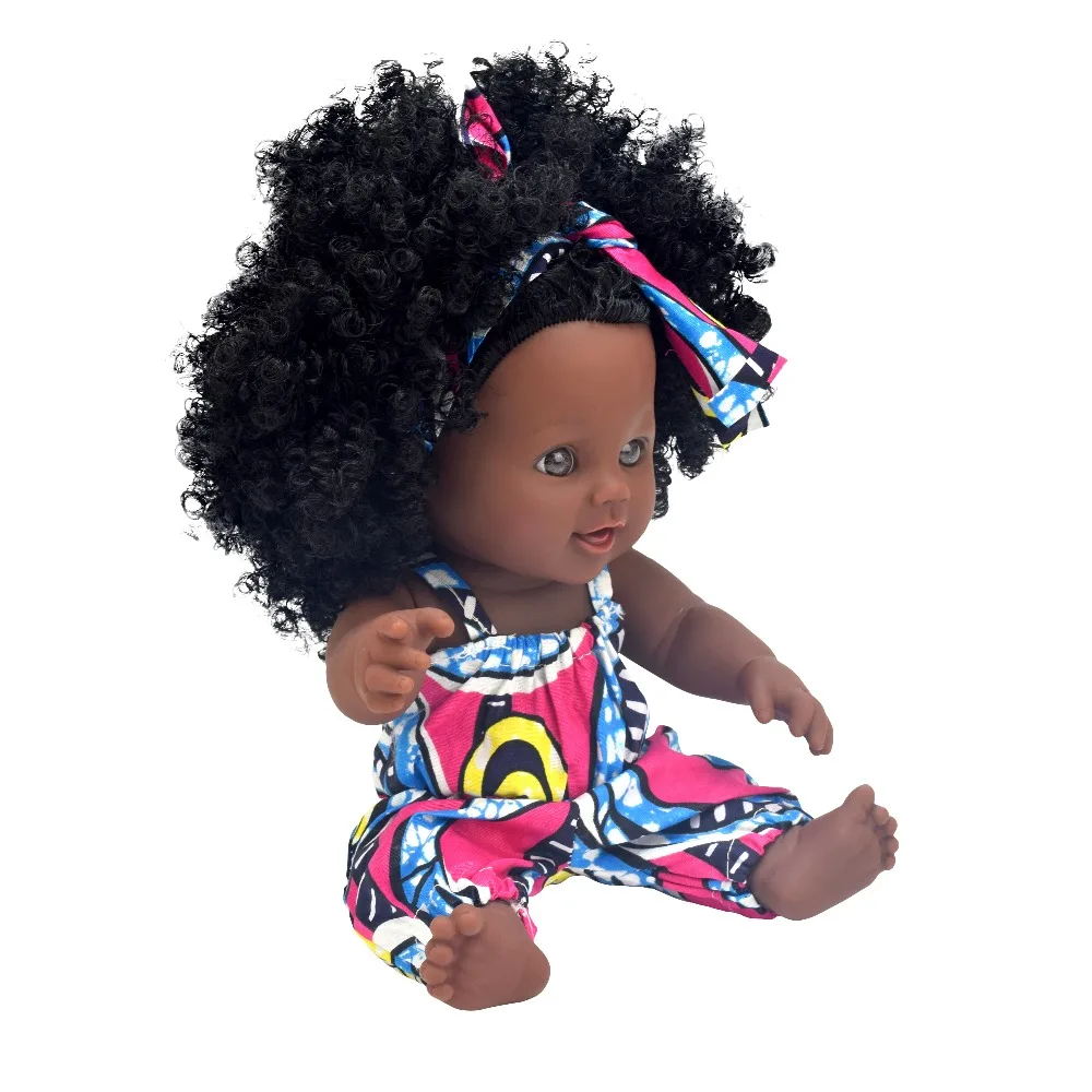 3D глаза! Африканские черные 12 дюймовые куклы reborn baby girl boneca corpo inteiro de silicone pop lifelike