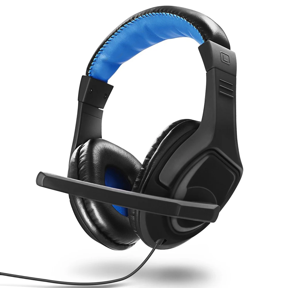 Blue Игровая гарнитура с микрофоном-звук четкость шумоподавления наушники светодиодный свет для игры для PS4 XBOX-ONE ПК ноутбук телефон планшеты - Цвет: Blue