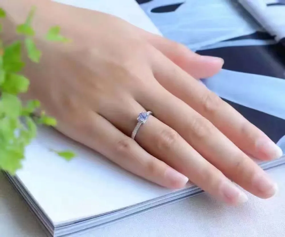 Кольцо из серебра 925 пробы с натуральным танзанитом 5 мм|ring 5mm|ring designring solid |